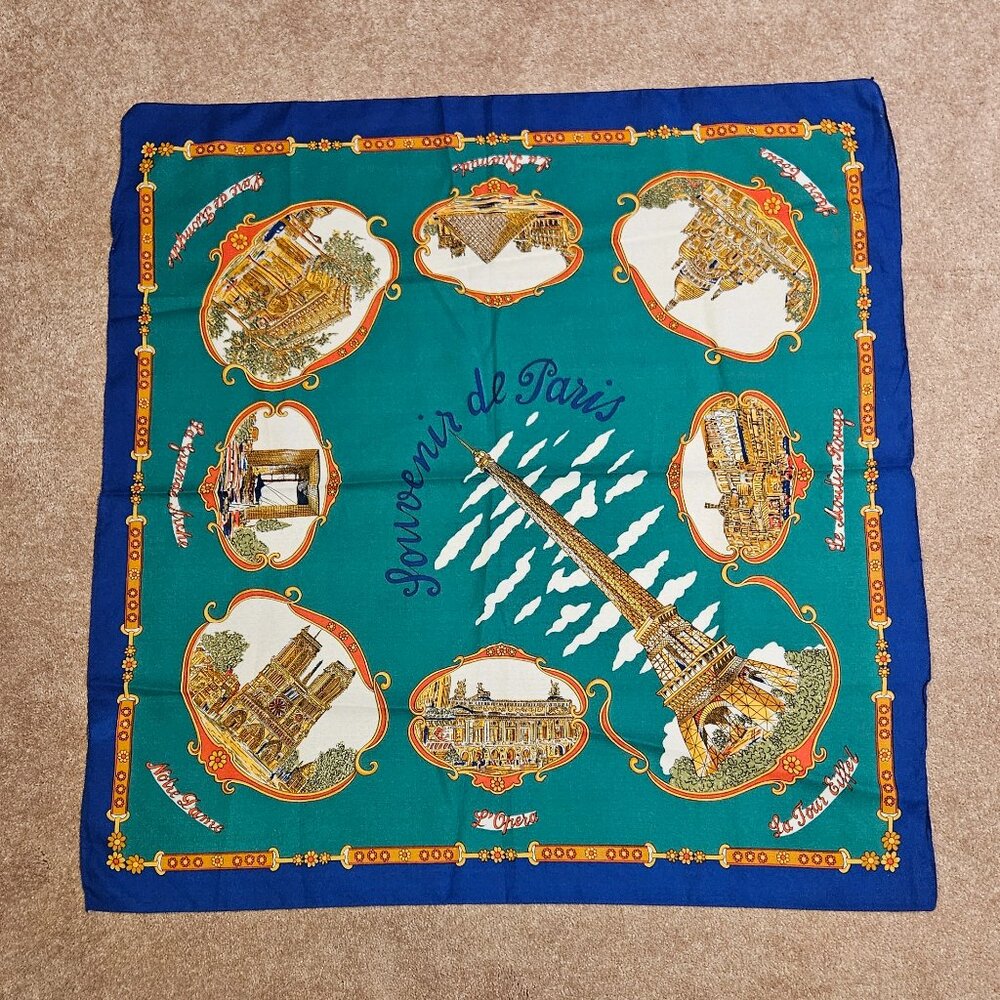 Vintage Souvenir De Paris Scarf, Made in Italy